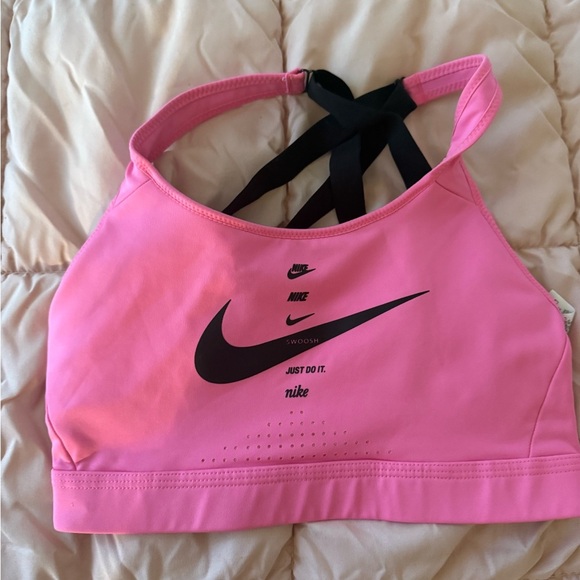 Nike Women's Vibrant Pink Sports Bra with Black Accents - Picture 4 of 5